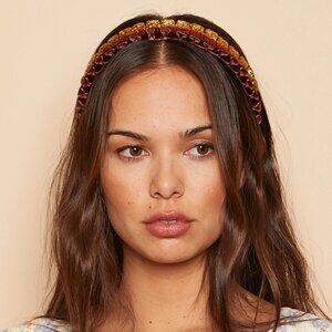 Eugenia Kim Rafaela Metallic Velvet Headband - Chocolate/Gold - NWT